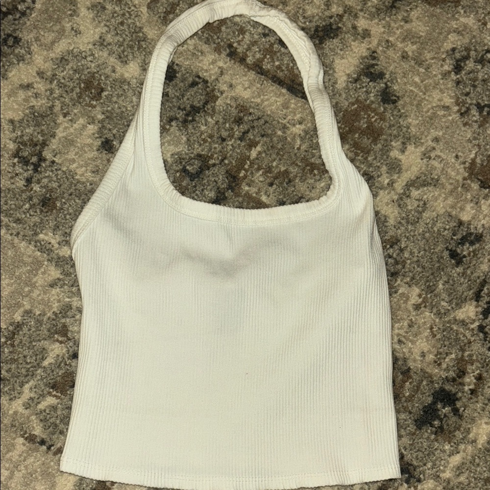 White Ribbed Halter Top